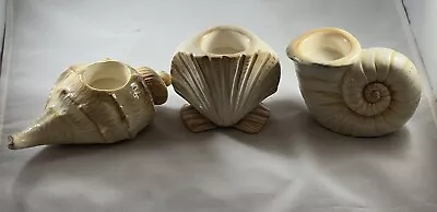 Vietri ￼Ceramic Tea Candle Holders | Shells | Nautilus And Conch | Made In Italy • $65
