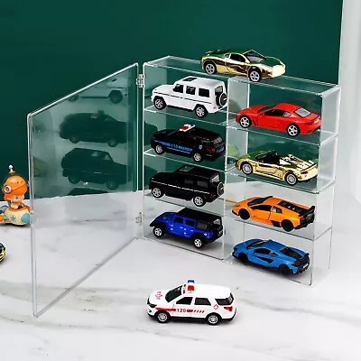 Model Car Diecast Display Case 1:64 Scale 8 Car Compartment With Locking Latch • $13.98