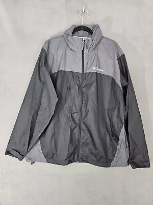 Columbia Mens Windbreaker Jacket Packable Hooded Size XL Gray Full Zip • $28