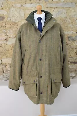 BARBOUR Green British Tweed Heavyweight Hunting Jacket Size Large 44/46 54/56 XL • £269