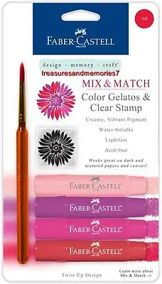 Faber-Castell Mix & Match RED PINK GELATOS COLORS & CLEAR STAMPS Creamy AcidFree • $9.95
