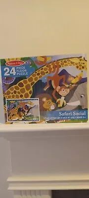 Melissa & Doug 24PC  Floor Puzzle Safari Social 3ft X 2ft Giraffe Monkey NIB • $9.75