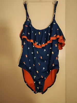 NWT Disney Store Minnie Mouse Swim Suit Adult Plus Size 2XL  XXL Navy 1 Piece • $16.99