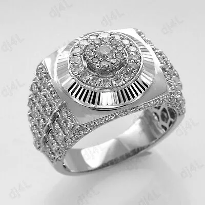 4 CT Round Moissanite Art Deco Men's Wedding Band Ring Real 925 Sterling Silver • $169.99