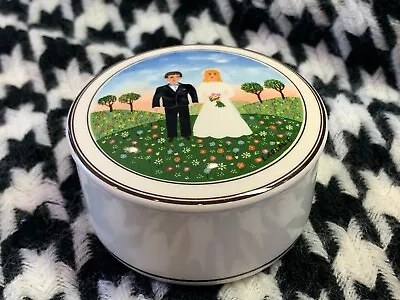 VILLEROY & BOCH Porcelain Round Covered Box Wedding Naif Small Trinket Ring • $19.12