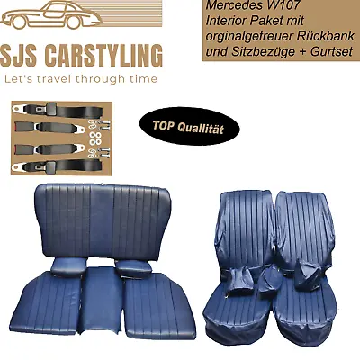 Seat Covers + Back Seat Foldable + Seat Belts For Mercedes Sl R/W107 Blue • $1515