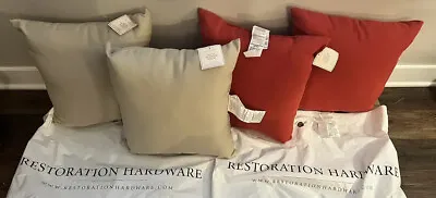$100 • Buy Restoration Hardware 20” X 20” Solid Outdoor Pillows - Set Of 4 - NEW