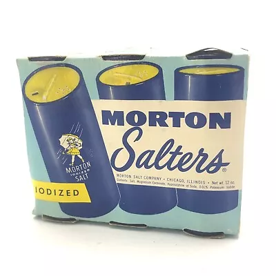 Vintage 1950s Morton Salters 3 Ready Filled Shakers In Original Box - Rare  • $42.81