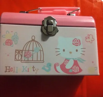 Sanrio Mini Lunch Box Hello Kitty Pink Tin 4  X 3  Vintage 1997 Japan  • $35