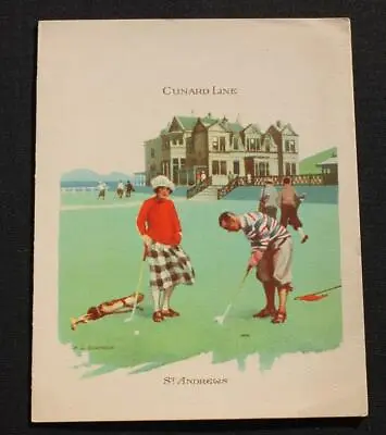 £75 • Buy Cunard Line Rms Aquitania Rare Menu St Andrews Golfing Theme June 14 1928