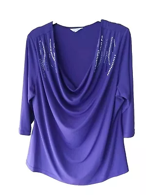 Changes By Together Size 26 Purple Embelished Top Very Flattering • £14.50