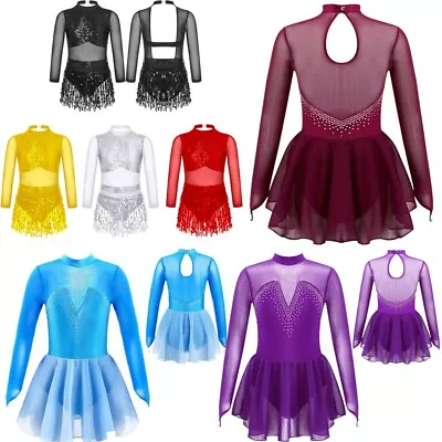 Kids Girls Dance Performance Costume Latin Dance Dress Ballroom Skirt Gymnastics • $25.95