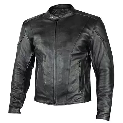 Xelement B7209 Men's 'Renegade' Black Leather Motorcycle Jacket With X-Armor • $189.99