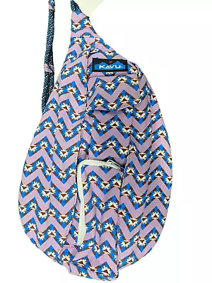 NWT Kavu MINI ROPE Sling Bag Backpack Cotton Canvas Messenger JEWEL CHEVRON Geo • $38