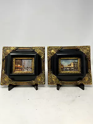 Busy Town And Venice Pair Oil Paintings 6x7 • $175