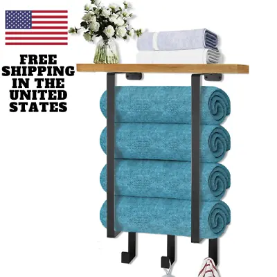 Wall Mounted Towel Rack Floating Bathroom Shelf Bathroom Organizer • $17.95