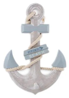 £11.99 • Buy Wooden Nautical Anchor Plaque This Way To The Beach Sign 33cm