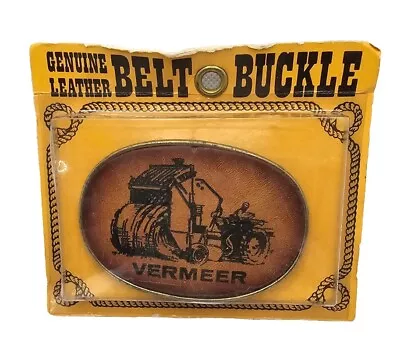 Vtg Vermeer Belt Buckle Leather And Brass Colorado Industrial Equipment Company • $24.99