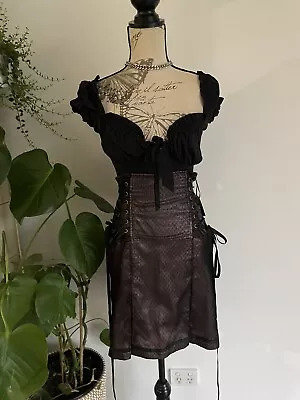 Vintage Lip Service Blacklist Corset Ribbon Lace Skirt Sz M Rare NWT 90s Goth • $250