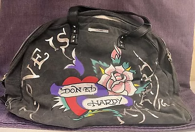 Don Ed Hardy  Love Is A Mystery  1971 Black Duffel Bag • $28