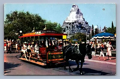 Postcard Vtg Disneyland CA Horse Drawn Streetcar Amusement Park • $2.50