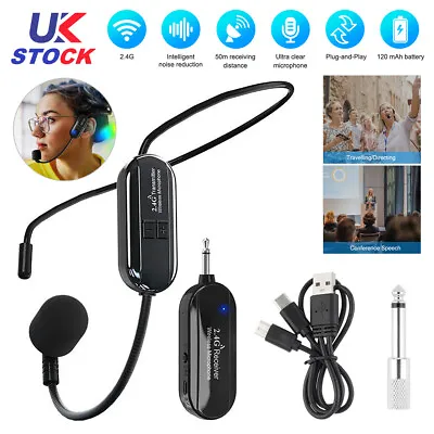 2.4G Wireless Microphone Headset Mic For Voice-Amplifier Speaker Meeting Singing • £16.99