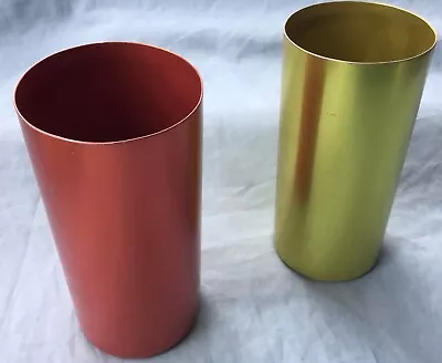 Perma Hues  Spun Aluminum Metal Tumbler Glasses Vintage Lot Of 2 Midcentury MCM • $9.99