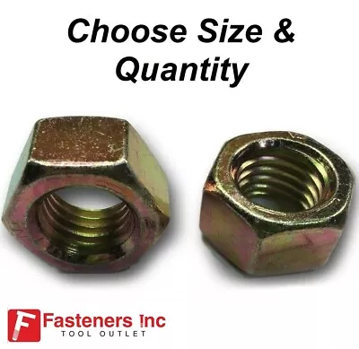 Grade 8 Finish Hex Nuts Yellow Zinc Plated Hardened (Choose Size & Quantity) • $19.99