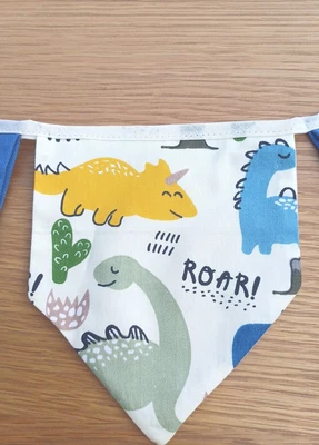 £7 • Buy Dinosaurs Bunting. Blue Multi. Handmade. Nursery Bedroom, Party, Decoration. 