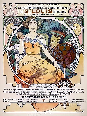 1904 St. Louis Universal Exposition Mucha Vintage Style Travel Poster - 18x24 • $13.95