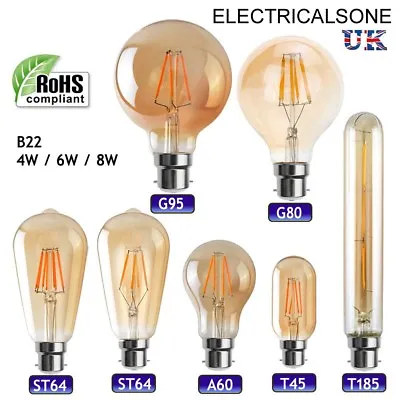 £7.15 • Buy Antique Style Edison Vintage LED Light Bulbs A+Industrial Filament Lamp Bulb B22