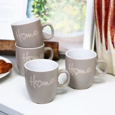 Hearty Home Espresso Cups Set Of 4 Light Grey Stoneware 100ml Coffee Shot Mugs • £13.50