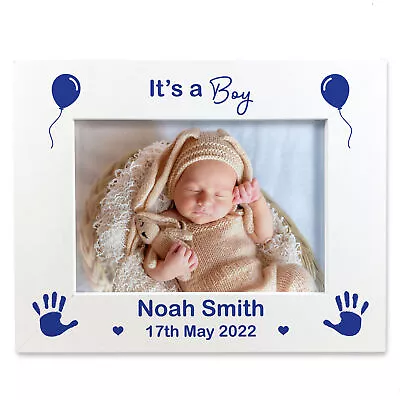 It's A Boy PERSONALISED Baby Boy Name Photo Frame New Born Baby Gift Keepsake • £7.99