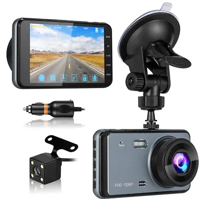 $127.29 • Buy FHD 1296P Dash Cam For Cars Front And Rear W/ WDR, Night Vision, 4 Inch Display