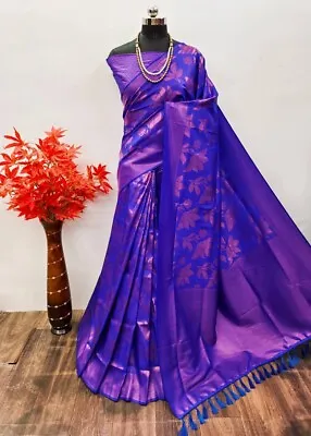$99.21 • Buy Saree Wedding Indian Party Wear Pakistani Designer Banarasi Soft Silk Sari