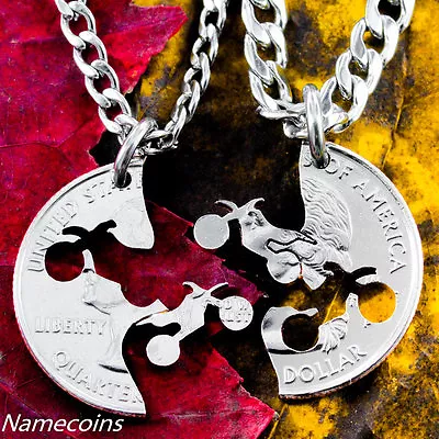 Dirt Bike Necklace Motocross Couples Guys Jewelry Extreme Couples Interlockin • $94.99