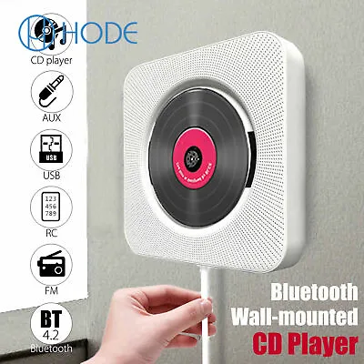 Wall Mounted CD Player FM Radio Bluetooth Stereo Remote Control Music Player UK • £53.23