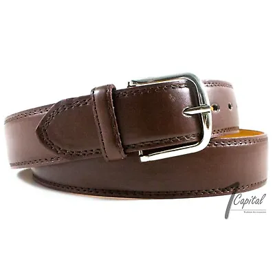 Men's Brown Genuine Leather Metal Buckle Causal Jean Dress Belt Size M L XL  • $6.99