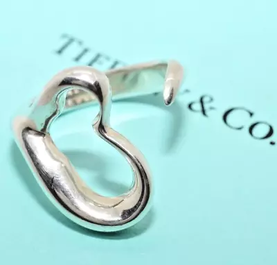 Tiffany & Co. Elsa Peretti Open Heart Ring Silver 925 Size 5.5 (US) Signed Japan • $119.97
