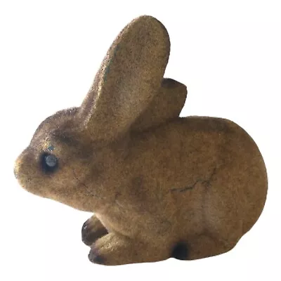 Flocked Easter Bunny Bank Rabbit Piggy Vintage Brown Realistic With Stopper • $17.98