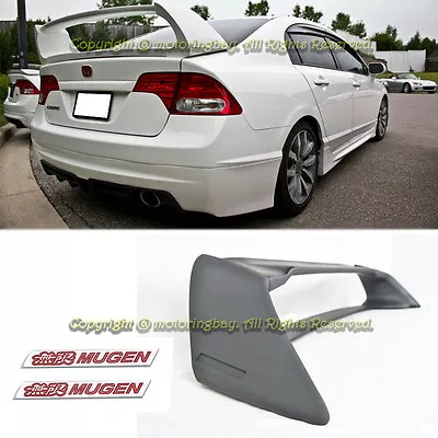 For 06-11 Civic 4DR Rear Spoiler Trunk Spoiler Wing Mugen RR + 2 X Red Emblem • $109.99