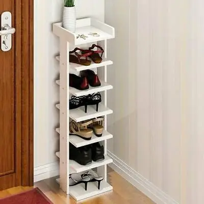 £26.99 • Buy 7 Tier Tall Shoe Footwear Rack Organiser Wooden Storage Shelves Stand Shelf Unit