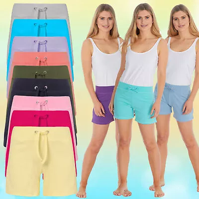 Womens Cotton Jersey Shorts Elastic Waist Summer Beach Casual Yoga Hot Pants New • £5.99