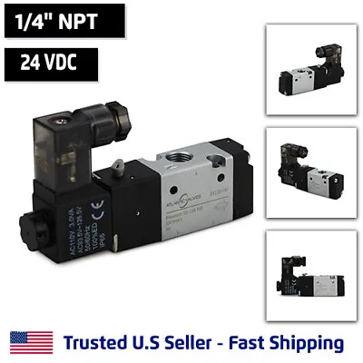 1/4'' 5 Port 2 Position Pneumatic Solenoid Valve 24V DC Coil Air Return • $30.20