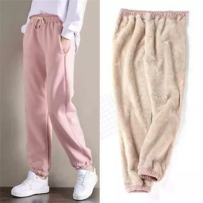 Pants Lamb Wool Sweatpants Leggings Pants Fleece Lined Warm Thick Trousers • $20.55