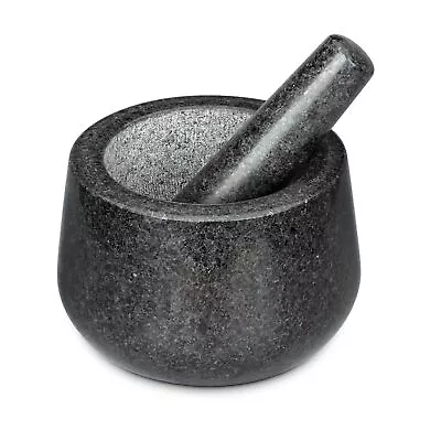 Black Grey Polished Granite Mortar And Pestle Set For Grinding Herbs Spices Smal • $25.89