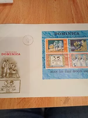 Dominica 1970 Man On The Moon 1969 Souvenir Sheet First Day Cover • £6