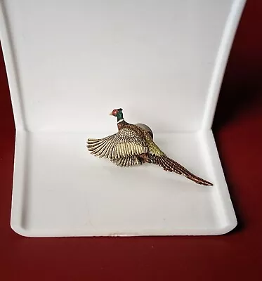 Intricate 1996 J. Rasmussen Ring Neck PHEASANT Antler Carved Tie Tack 2  PIN • $45