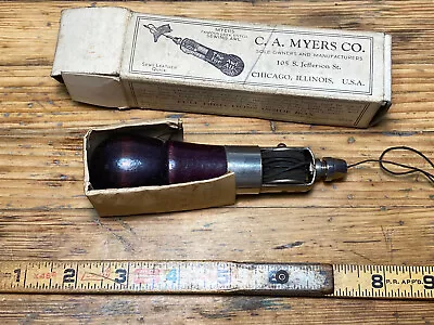 Vintage C.A Myers Co Leather Lock Stitch Sewing Awl Original Needles Manual Box • $45