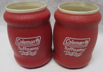 Vintage Lot Of 2 Coleman Tuffoams Koozies Foam Insulated Beer Soda Can Red • $15.95